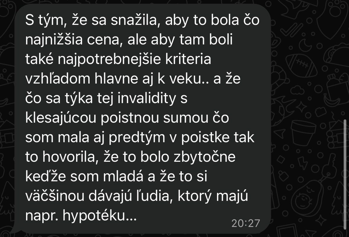 Pokračovanie správy s argumentom o veku a krytí invalidity