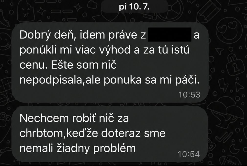 Správy druhej klientky po návšteve poisťovne